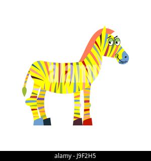 Zèbre de couleur. Zebra colorés. Rayures colorées sur le corps de l'animal. Drôle de bête fantastique à partir de l'Afrique. Illustration de Vecteur