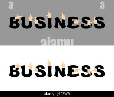 Typographie d'entreprise. Main pointée alphabet. Businessman hand ABC. Lettres en tailleur. Points doigt Illustration de Vecteur