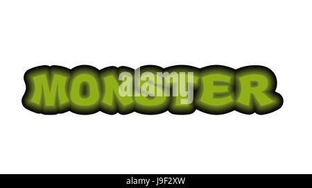 Monster la typographie. Scary lettres vertes. Logo pour la monstruosité Illustration de Vecteur
