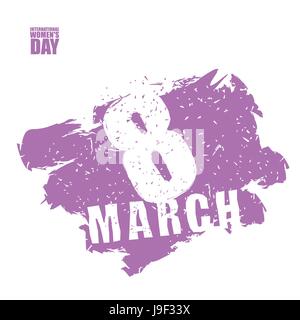 8 mars. Inscrivez-vous dans le style grunge. Enduire de pinceau. La journée internationale des femmes. Logo pour vacances de printemps Illustration de Vecteur