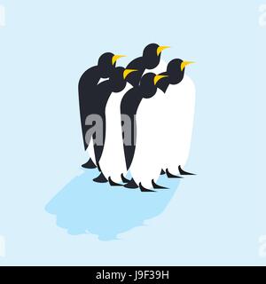 Groupe de pingouins. Les animaux de l'Arctique sur la glace. Les oiseaux de l'Antarctique. troupeau de bêtes à orth Pole Illustration de Vecteur