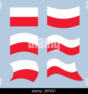 Drapeau de la Pologne. Ensemble de drapeaux de la République polonaise sous diverses formes. L'élaboration du pavillon de l'État polonais dans l'Est (Europe centrale) Illustration de Vecteur