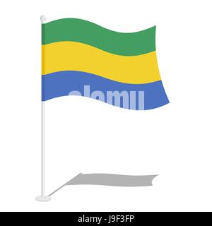 Le Gabon Drapeau. Symbole national officiel de la République gabonaise. Drapeau gabonais traditionnels en développement en Afrique Centrale Illustration de Vecteur