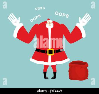 Vide Santa sac rouge. Cadeaux terminé. Santa Claus désolé parle 'oops'. Surprise de Noël de l'émotion Illustration de Vecteur