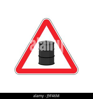 Attention l'huile signe. Avertissement symbole de baril d'essence dangereux. Triangle rouge signe Danger Road Illustration de Vecteur