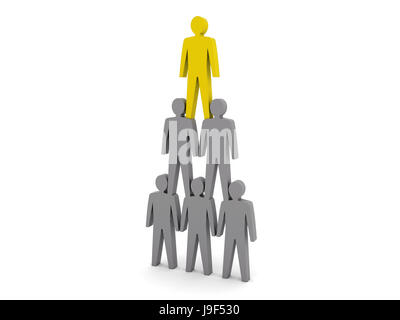 Pyramide humaine. Hiérarchie de l'équipe. Chef d'entreprise. Concept 3D illustration Banque D'Images