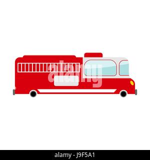 Camion à incendie isolé. Transport sur fond blanc. Voiture dans le style cartoon Illustration de Vecteur