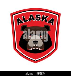 Alaska Grizzly Mascot. Signe de l'emblème de l'ours. Logo d'animaux sauvages pour l'Alaska Illustration de Vecteur