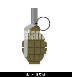 Grenade militaire vert. Les explosifs de l'armée. Soldats de munitions. Bombe Explosive guerre Illustration de Vecteur