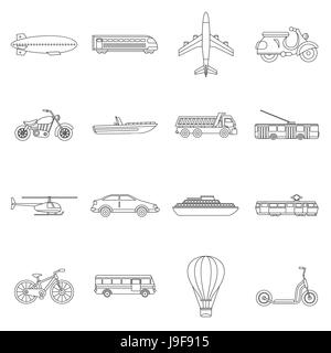 Transportation icons set style du contour, Illustration de Vecteur