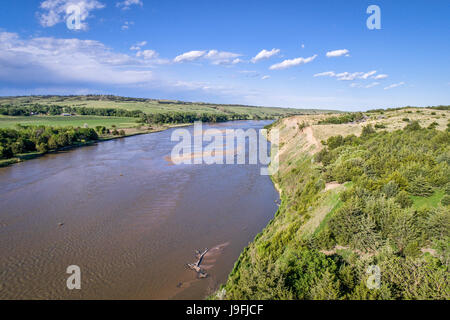 Vue aérienne de la rivière Niobrara au Nebraska Sand Hills ci-dessous de l'autoroute 7 Banque D'Images