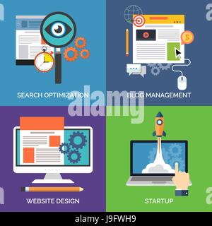 Série de télévision concept design des icônes pour les affaires. Recherche d'optimisation, de gestion de Blog, conception de site Web et de démarrage. Vector Illustration. Illustration de Vecteur
