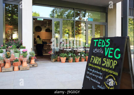 Ted's veg farm shop, dans le quartier branché d'East Village, ancienne maison des athlètes olympiques, à Stratford E20, East London, UK Banque D'Images