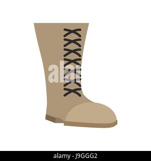 Beige bottes militaires isolés. Chaussures de l'armée sur fond blanc. des soldats de la chaussure Illustration de Vecteur