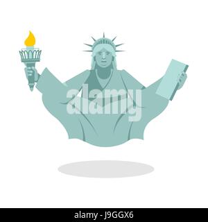 Statue de la liberté le yoga. Symbole national de l'Amérique en position du lotus. États-unis d'Yoga. Symbole de la liberté et de la démocratie. Femme yogi. Monument de l'architecture Illustration de Vecteur