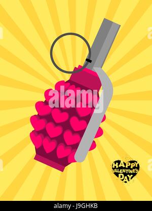 Bombe d'amour. Briser une grenade avec le coeur. Responsable de l'amour pour la Saint-Valentin. Briser les armes explosifs de Cupidon. Pour l'amour explosif ange. expl Illustration de Vecteur