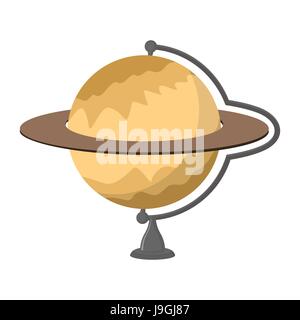 De l'école Saturne globe. Planète sphère géographique. Modèle de planète Saturns sonne. Les objets astronomiques ou corps céleste Illustration de Vecteur