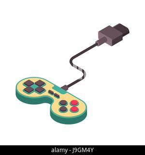 L'isométrie retro Joystick isolés. Console de jeux manette de jeu 8 bits. Contrôleur de jeu vidéo rétro Illustration de Vecteur