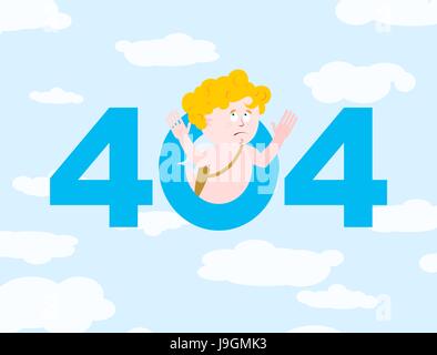 Erreur 404. Surprise de Cupidon. Page non trouvée modèle pour site web. petit ange ne sait pas et s'étonne. Perdu et trouvé la page message. problème dis Illustration de Vecteur