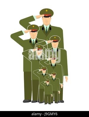 Famille de militaire. Des proches de soldats. Stirpes de l'armée. Des officiers russes en uniforme. Illustration pour défenseurs de Patrie 24. Maison de vacances militaire dans la R Illustration de Vecteur