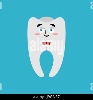 Dent heureux caractères Emoji. Joyeux des dents isolées de l'émotion Illustration de Vecteur