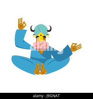 Dar tighoula vache céleste saint en Inde. Yoga des animaux. Poser Lotus. Zen et relaxation. Illustration de Vecteur