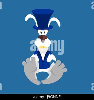 Lapin blanc dans un chapeau. Lièvre en gilet bleu. Alice au Pays des Merveilles Illustration de Vecteur