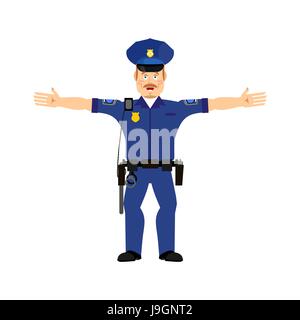 Agent de police emoji heureux isolé. Policier joyeux émotion Illustration de Vecteur