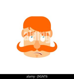 Vintage irlandais avec moustache rouge Emoji surprise. Retro hommes font face à l'étonnement de l'émotion isolé Illustration de Vecteur