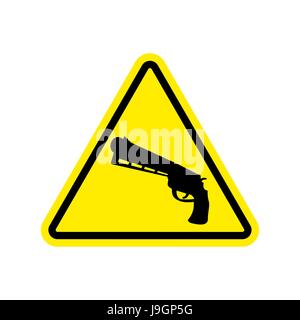 Attention le crime. Fusil en triangle jaune. Panneau routier Attention Arme Illustration de Vecteur