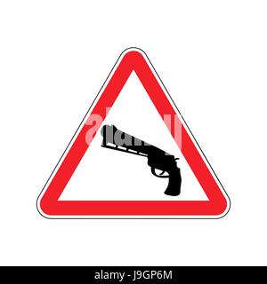 Attention le crime. Fusil en triangle rouge. Panneau routier Attention Arme Illustration de Vecteur