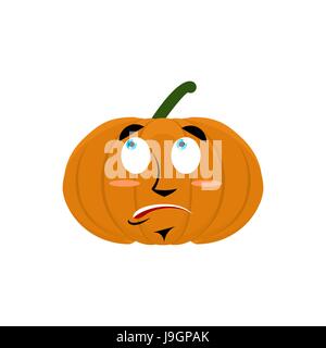 Surpris potiron icônes emoji. Légumes Halloween isolé émotion étonnée Illustration de Vecteur