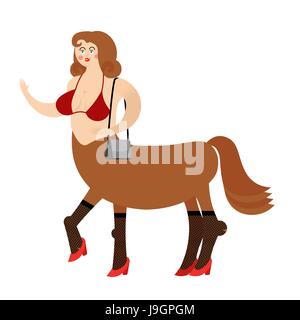 Femme Centaur créature féerique. Cheval femelle isolée. Animal fantastique. La mythologie de Centaurus bête monster Illustration de Vecteur