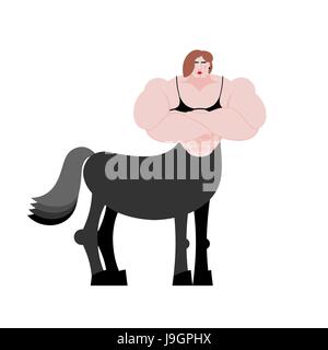 Femme Centaur créature féerique. Cheval femelle isolée. Animal fantastique. La mythologie de Centaurus bête monster Illustration de Vecteur