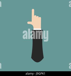 I lettre businessman hand. Il montre l'impression de doigt. Symbole du bras de l'alphabet. Signe de ABC Illustration de Vecteur