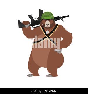 Les soldats de l'ours. Militaire Grizzly. Avec un animal sauvage. Beast Warrior à casque Illustration de Vecteur