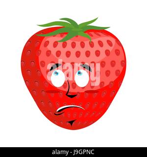 Surprise aux fraises icônes emoji. L'étonnement de fruits rouges isolés d'émotion Illustration de Vecteur