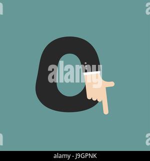 O lettre businessman hand. Il montre l'impression de doigt. Symbole du bras de l'alphabet. Signe de ABC Illustration de Vecteur