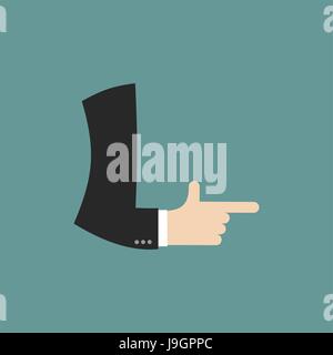 L lettre businessman hand. Il montre l'impression de doigt. Symbole du bras de l'alphabet. Signe de ABC Illustration de Vecteur