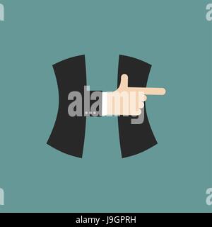 Lettre H businessman hand. Il montre l'impression de doigt. Symbole du bras de l'alphabet. Signe de ABC Illustration de Vecteur