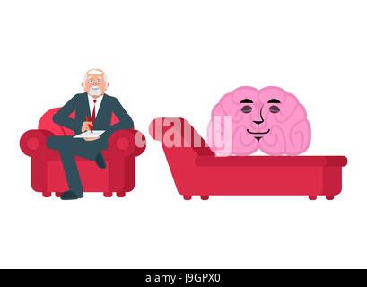Cerveau est psychologue à la réception. Consultation de psychothérapeute Illustration de Vecteur