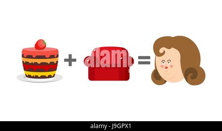 Plus un canapé-gâteau est égale à l'obésité. Les mathématiques de l'adiposité. Gras de formule Illustration de Vecteur