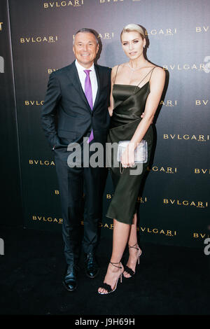 Chef de la Bulgari Jean-Christophe Babin et Modell Lena Gercke au cours de la Bulgari Boutique ouverture le 01/06/17 à Francfort | worldwide/photo alliance Banque D'Images