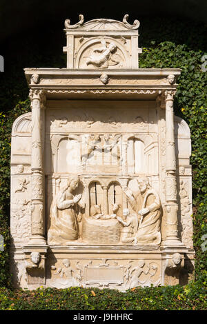 'Essence' carrelage représentant une scène de la nativité dans le Jardin Tropical Monte Palace, Funchal Banque D'Images