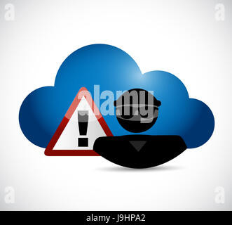 Les pirates informatiques cloud computing concept illustration conception sur un fond blanc Banque D'Images