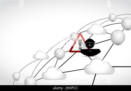 Hacker cloud network concept illustration design graphique sur fond blanc Banque D'Images