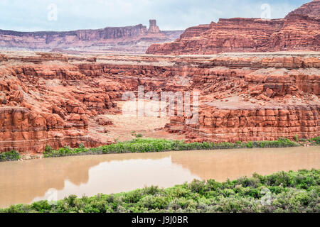 Colorado River Canyon et ci-dessous des formations de grès de l'Utah Moab Banque D'Images