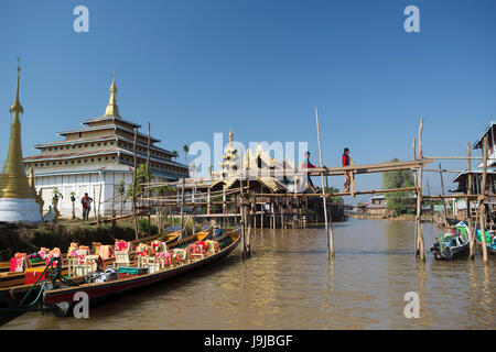 Myanmar, au Lac Inle, Iwama Ville, Banque D'Images