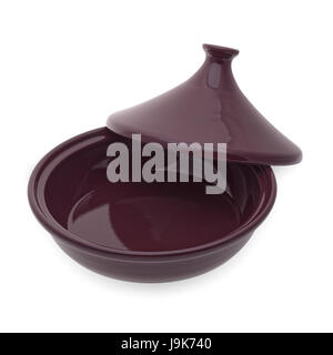 Objets isolés : tajine en céramique traditionnel marocain, isolé sur fond blanc Banque D'Images