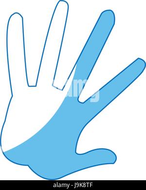 Part montrant cinq doigts, cinq geste signe haut Illustration de Vecteur